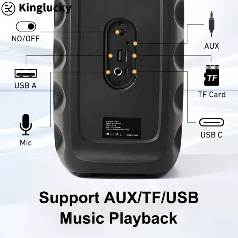 Kinglucky KTS-1265 wireless subwoofer speaker home party speaker portable outdoor sports surround sound box disco light