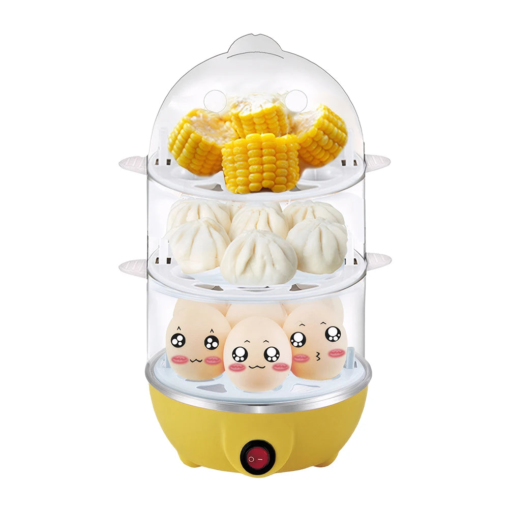 220V Automatic Corn Steamer Rapid Heating Mini Kitchen Poacher 3-Layer Portable Milk Steamer for Cooking Breakfast Machine