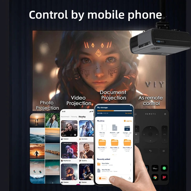CAIWEI A8+ Portable Projector Android 14 4K UHD 1080P Google Certified Auto Keystone Focus Home Cinema Outdoor Smart Projectors