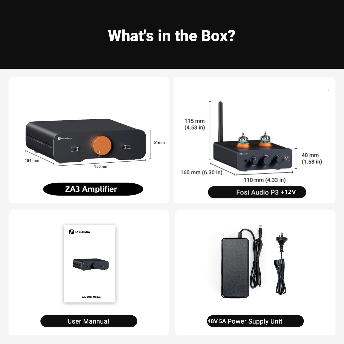 Fosi Audio ZA3 Stereo Power Amplifier TPA3255 Class D HiFi Audio Amp for Passive Bookshelf Speaker With XLR/RCA/Balanced Input