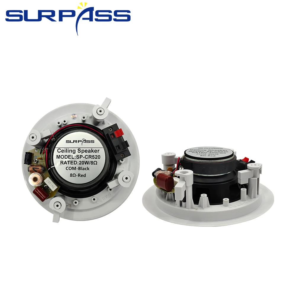 5inch 20W Coaxial Ceiling Speaker PA System Home Passive In-ceiling Loudspeaker HiFi Background Music Speakers Bathroom Kitchen