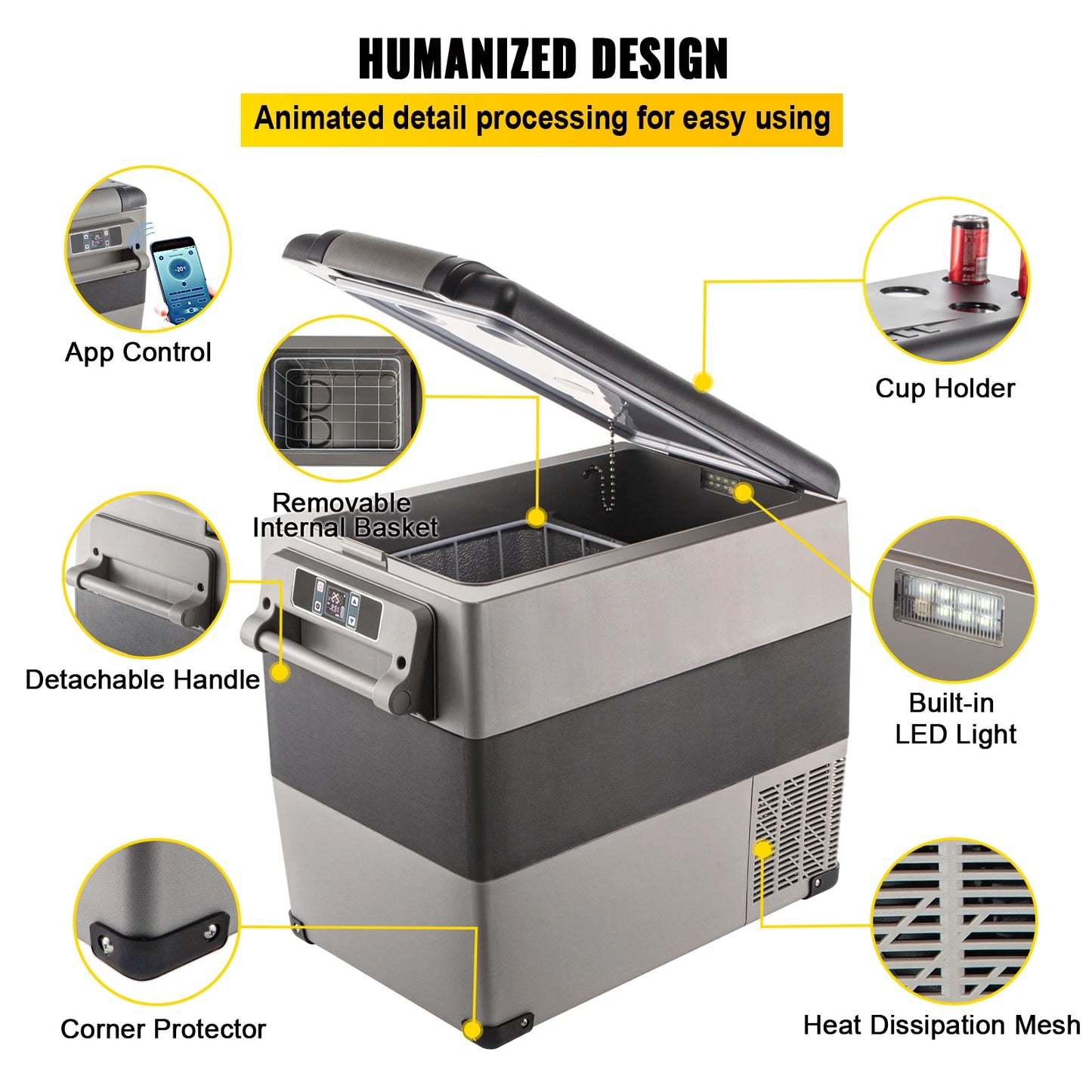 SucceBuy 20L 22L 35L 45L 55L Car Refrigerator Mini Fridge Freezer Portable Compressor Cooler 12/24V Ice Box for Camping