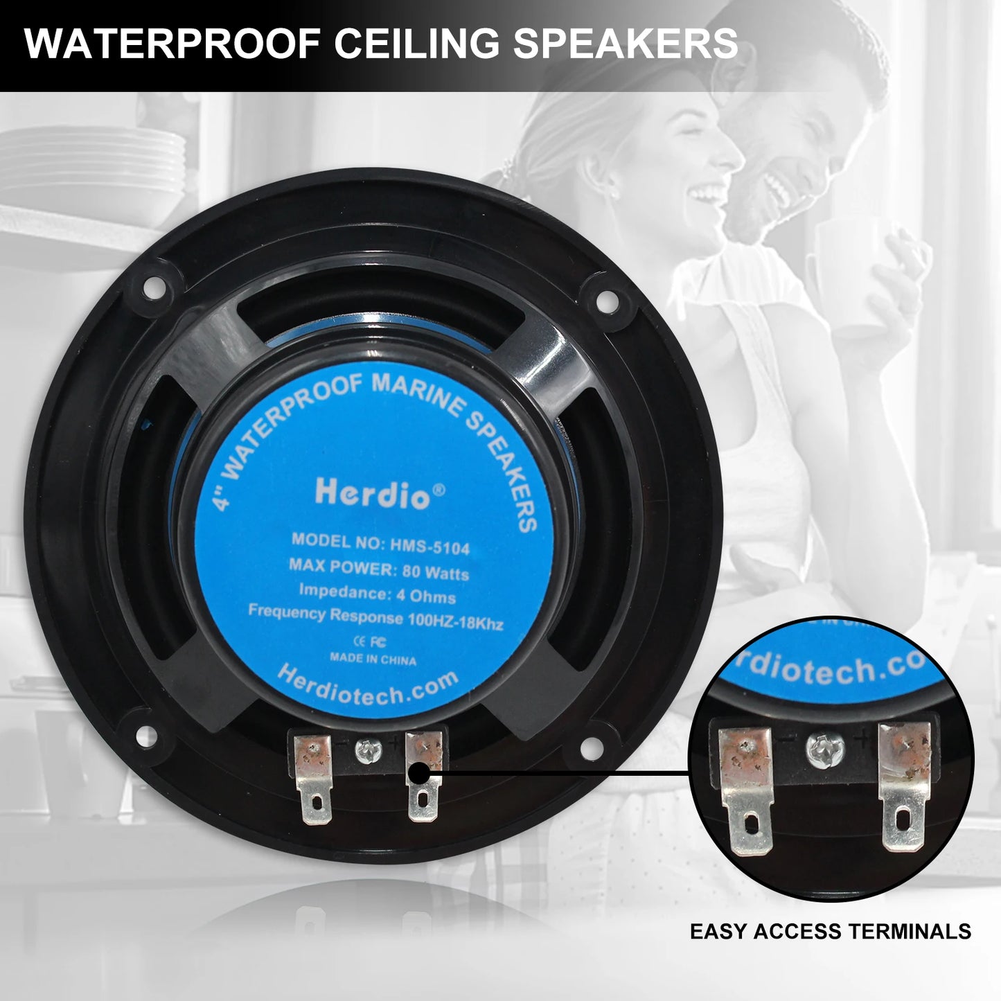 Herdio 4'' 160W 2Way Marine Boat Waterproof Passive Ceiling Speakers For SPA UV-Proof Outdoor Music Speaker Dropshipping Csv