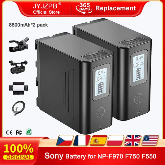 2Pack NP-F970 digital Battery 8800mAh Replacement Battery for Sony NP-F980 F750 F550 for Monitor LED Video Light Camcorder