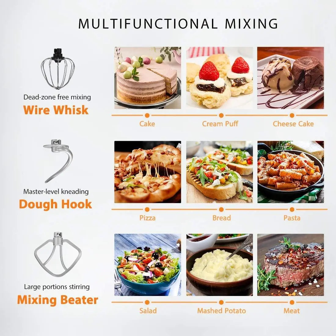 3 in 1 Multifunctional Stand Mixer with 6 Quart Stainless Steel Bowl, 650W 6 Speed Tilt-Head Meat Grinder, Juice Blender, Red