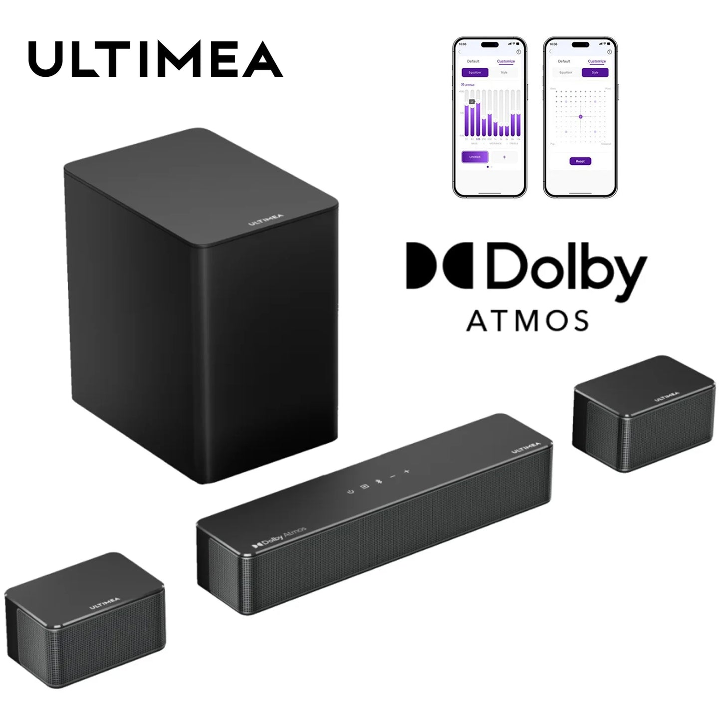 ULTIMEA 5.1 Soundbar with Dolby Atmos, 3D Surround System Soundbar for TV with Wireless Subwoofer,  APP Control, Home Theater TV