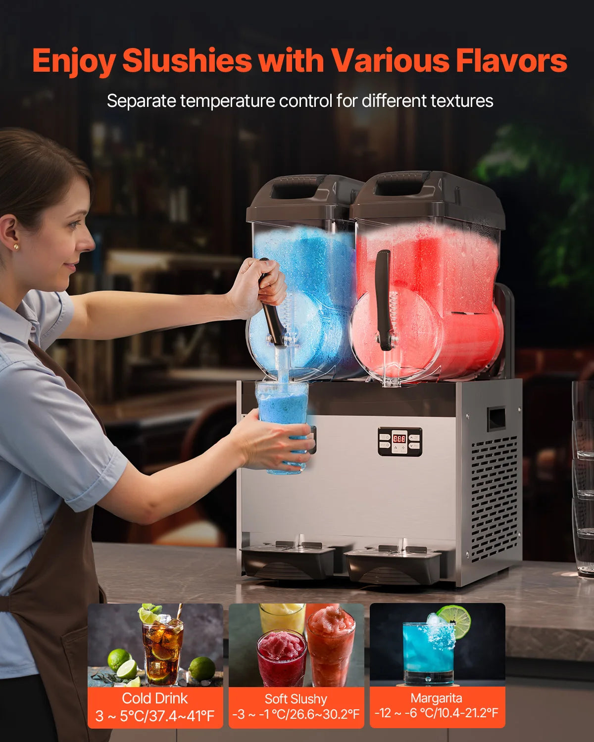 SucceBuy 3-36L Commercial Slushy Machine 1-3 Tanks Stainless Steel Margarita Smoothie Frozen Drink Maker for Party Restaurants