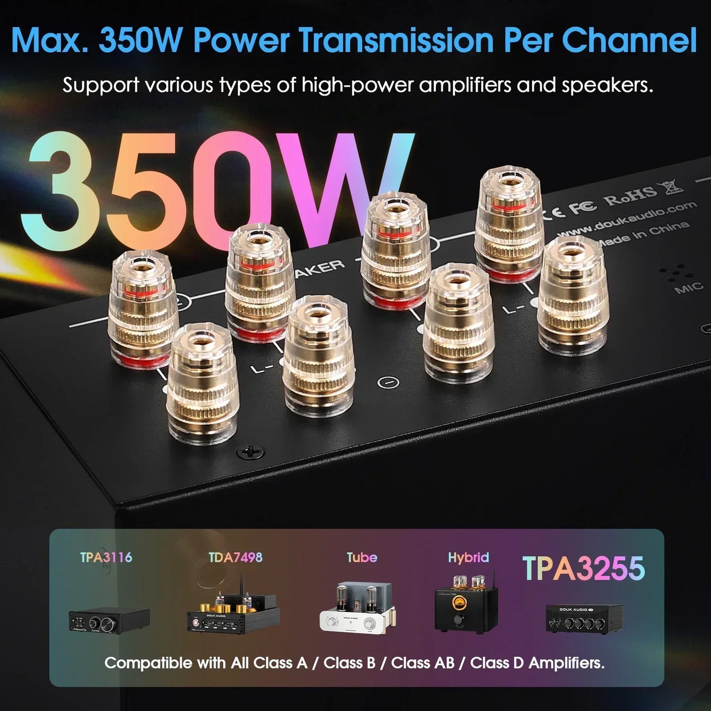 Nobsound VU3PRO Amplifier/Speaker Selector with VU Meter 2-IN-2-OUT Switcher Box