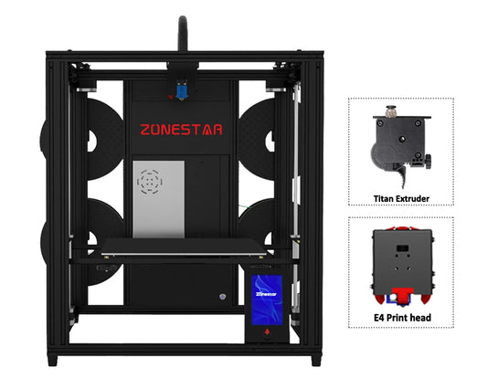 ZONESTAR Z9V5MK6 Multi Color 4 Extruders 4-IN-1-OUT Large Size Silent Auto Leveling Power Loss Recovery FDM 3D Printer Kit