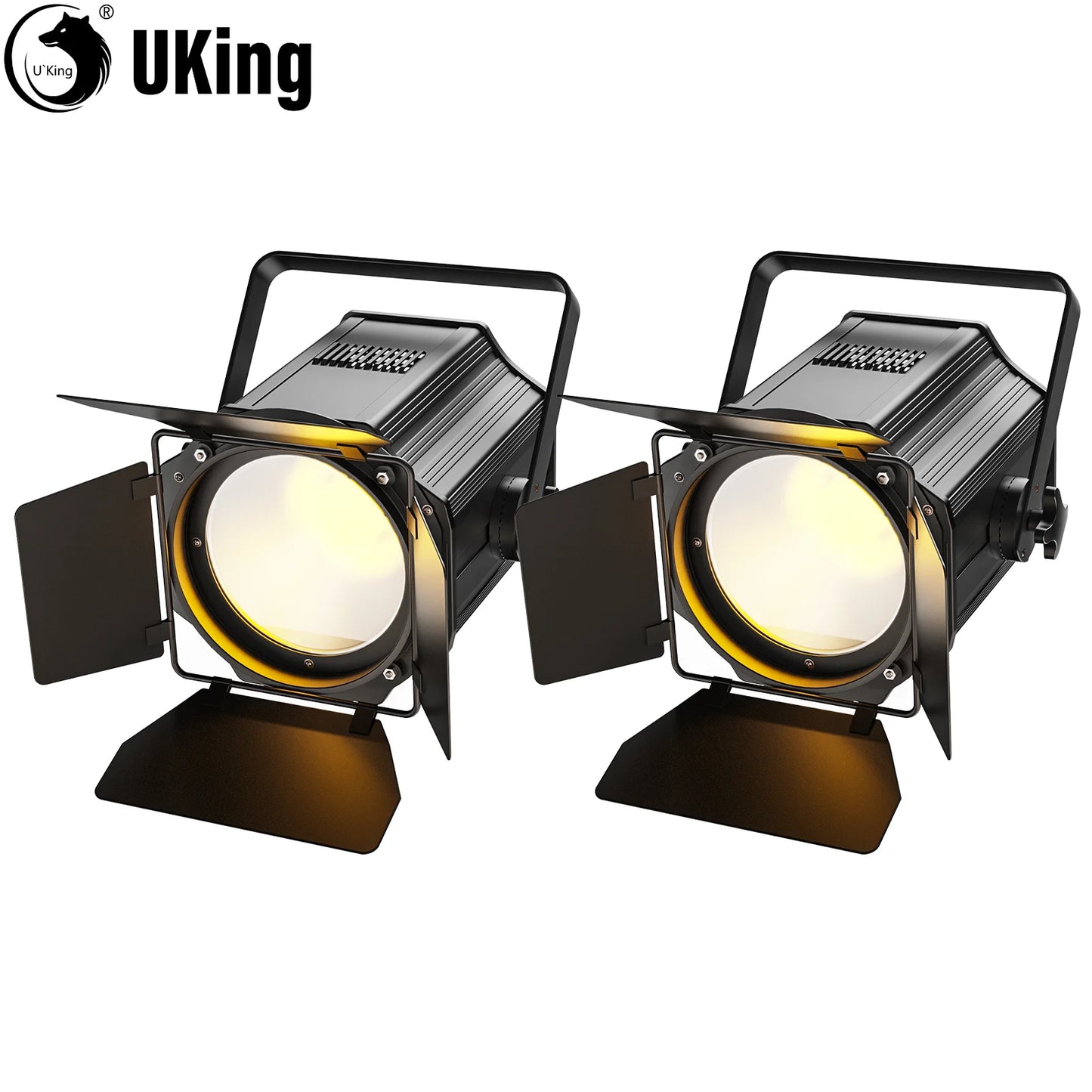 U'King 1/2Pcs 200W LED COB Par Lights With Barndoor Warm&Cold White Linear Spotlights DMX Stage Lights For Stage Party Concert