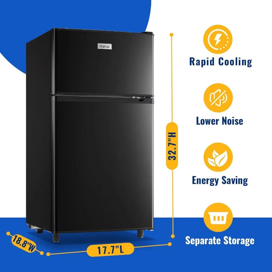 3.5 Cu.Ft Mini Fridge With Freezer for Office Dorm or Apartment Freestanding Refrigerator with Adjustable Thermostat Removable
