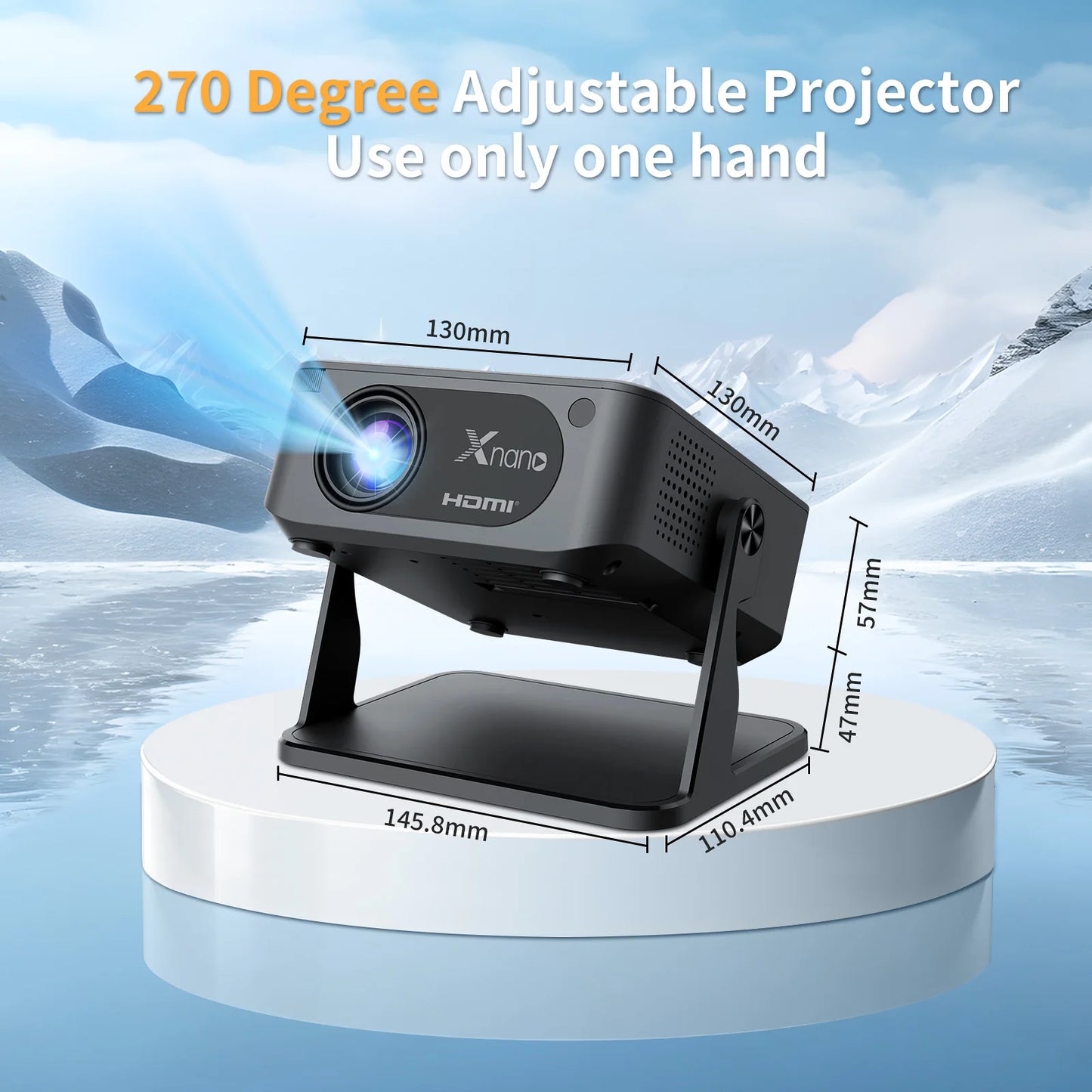 Mini Smart Projector with Native 720P Support 4K Decoding Dual WiFi 6 Wireless 5 Portable Cinema Projector for Home Theater