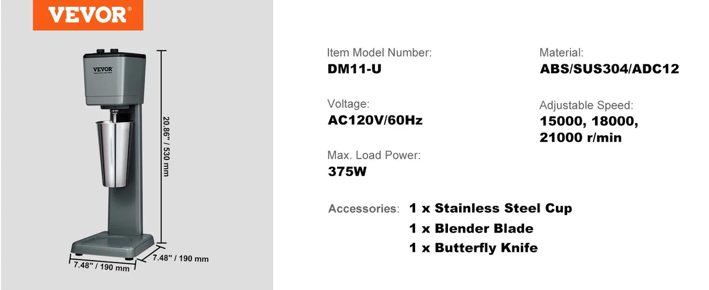 SucceBuy Milkshake Maker Mixer Machine Double Head Stainless Steel Drink Blender 3-Speed Milkshake Mixer for Commercial Home