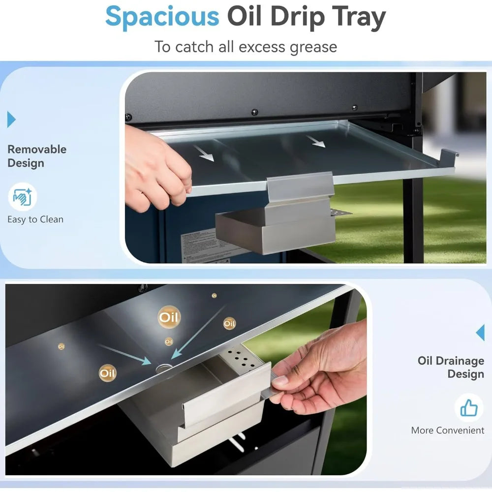 4 Burner BBQ Propane Gas Grill with Side Burner & Porcelain-Enameled Cast Iron Grates, 545 SQIN Grilling Area 42,000 BTUs Barbe