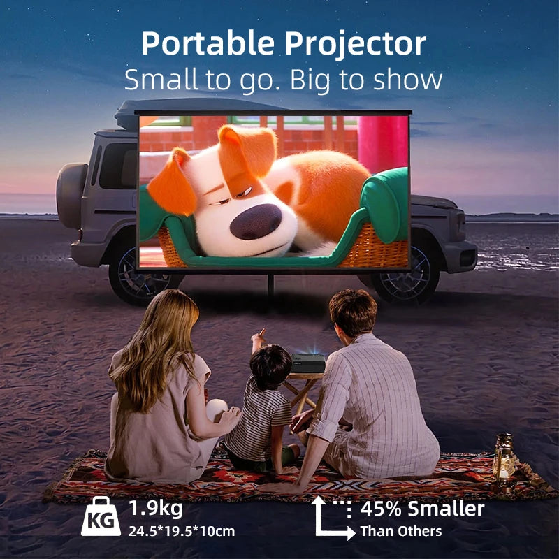 CAIWEI A8+ Portable Projector Android 14 4K UHD 1080P Google Certified Auto Keystone Focus Home Cinema Outdoor Smart Projectors