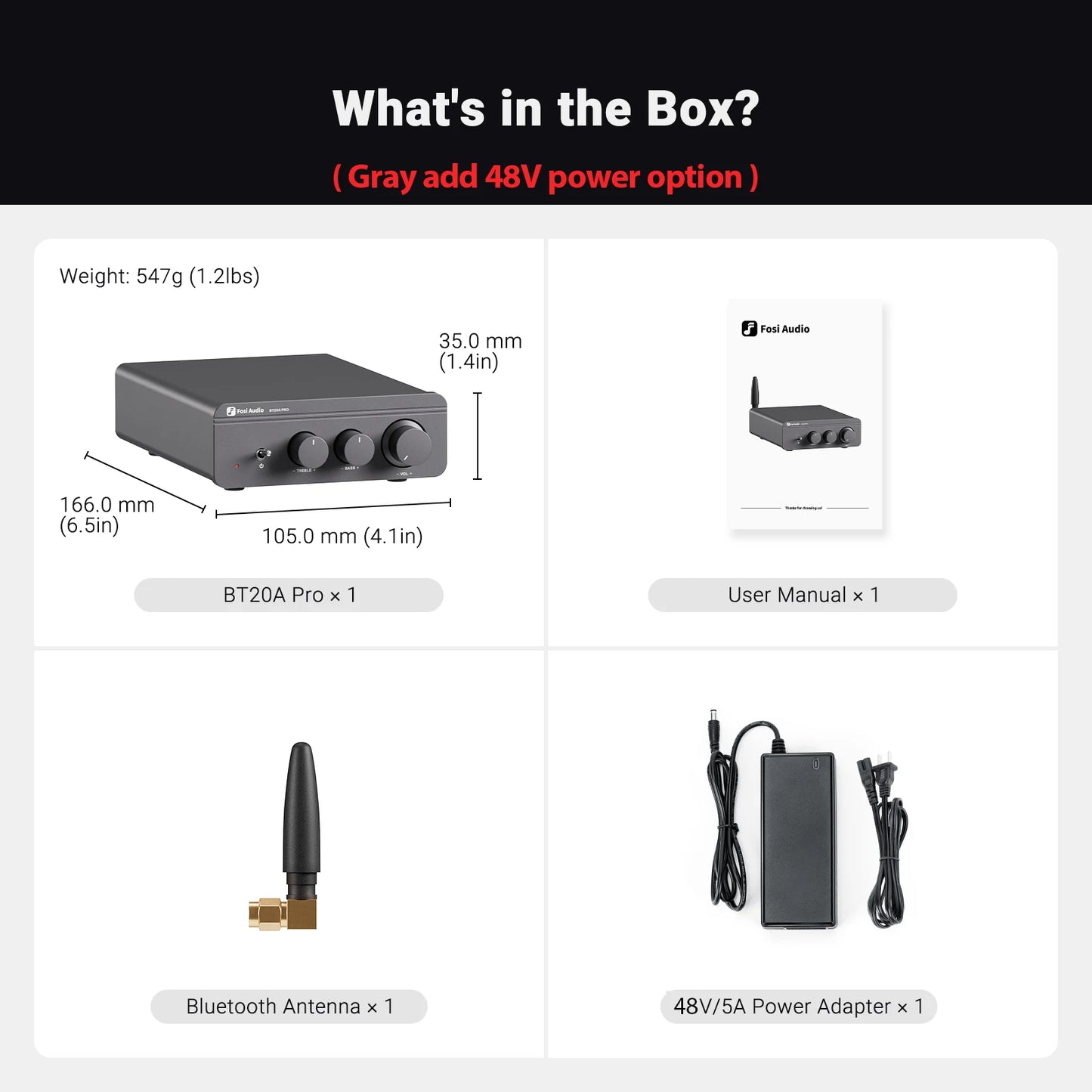 Fosi Audio  TPA3255 Bluetooth Sound Power Amplifier 300W x2 Mini HiFi Stereo Class D Amp Bass Treble For Home Theater