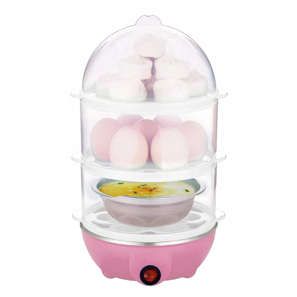 220V Automatic Corn Steamer Rapid Heating Mini Kitchen Poacher 3-Layer Portable Milk Steamer for Cooking Breakfast Machine