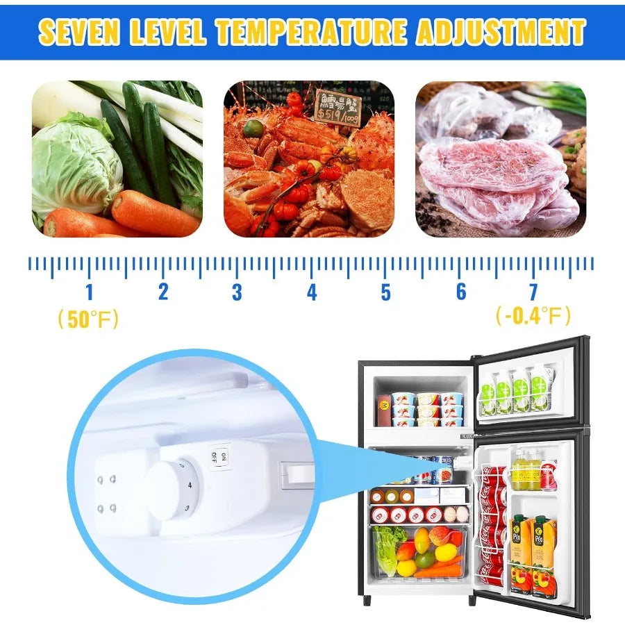 3.5 Cu.Ft Mini Fridge With Freezer for Office Dorm or Apartment Freestanding Refrigerator with Adjustable Thermostat Removable