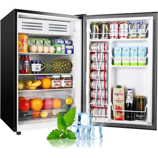 4.5 Cu.Ft Mini Fridge with Freezer Single Door Mini Refrigerator for Bedroom Dorm Office Features Adjustable Thermostat Low Noi