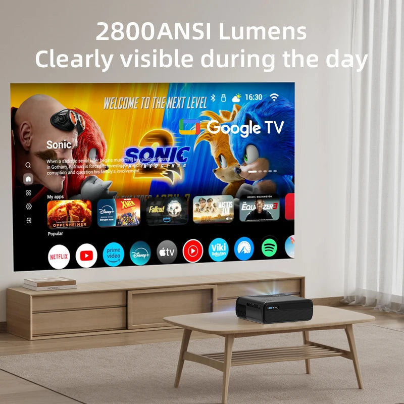 CAIWEI A8+ Portable Projector Android 14 4K UHD 1080P Google Certified Auto Keystone Focus Home Cinema Outdoor Smart Projectors