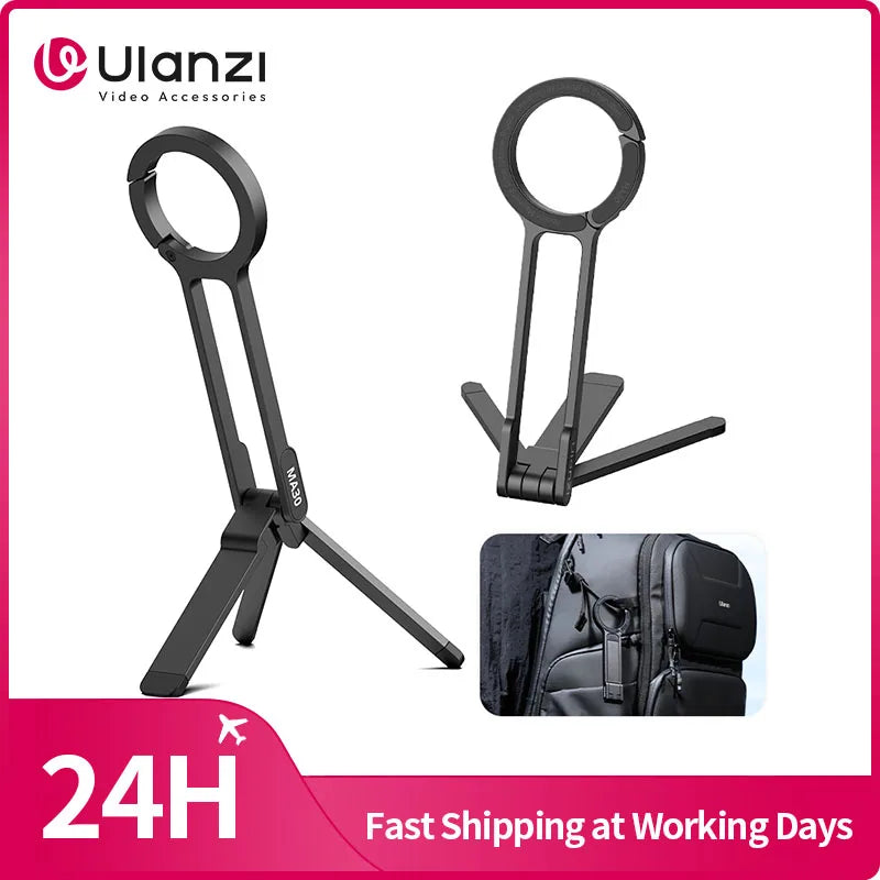 Ulanzi MA30 Carabiner-Mounted Phone Tripod for iPhone 15 14 13 12 Pro/Pro Max Dual-sided Magnet Tripod Desk Mount Phone Handle
