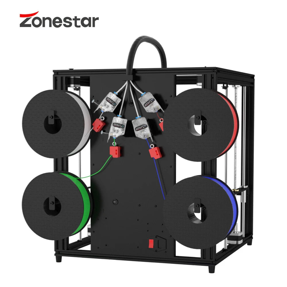 ZONESTAR Z9V5MK6 Multi Color 4 Extruders 4-IN-1-OUT Large Size Silent Auto Leveling Power Loss Recovery FDM 3D Printer Kit