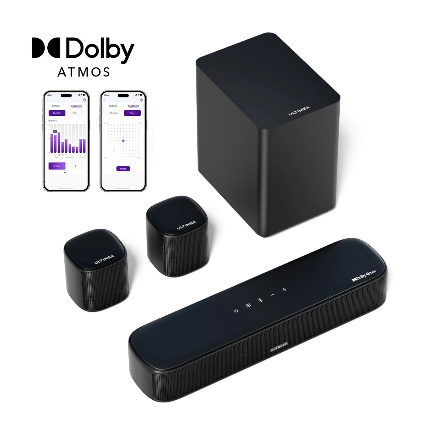 ULTIMEA 5.1ch SoundBar with Dolby Atmos, APP Control, Home Theater Sound Bar for Smart TV with Subwoofer&2 Surround Speakers