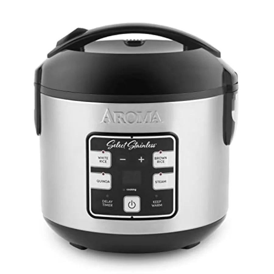 Housewares Select Stainless Digital Rice Grain Multicooker for 4 Cup Uncooked Ideal for Home Kitchens and Meal Prep Features Pr