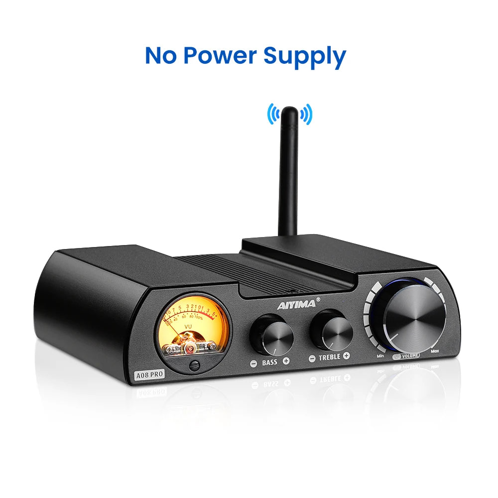 AIYIMA Audio A08 Pro Amplifier TPA3255 300W Bluetooth QCC5125 APTX Stereo Receiver Digital Amp VU Meter Bass Treble Control