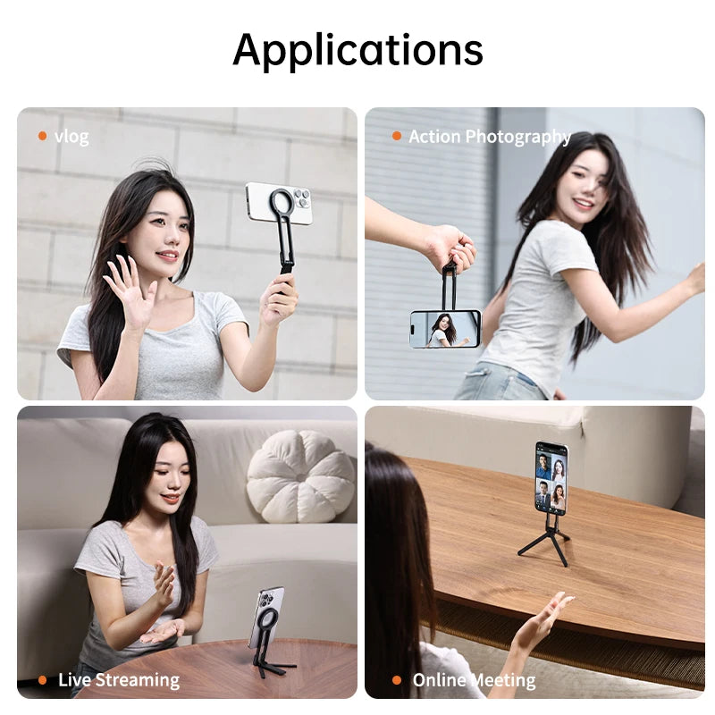 Ulanzi MA30 Carabiner-Mounted Phone Tripod for iPhone 15 14 13 12 Pro/Pro Max Dual-sided Magnet Tripod Desk Mount Phone Handle