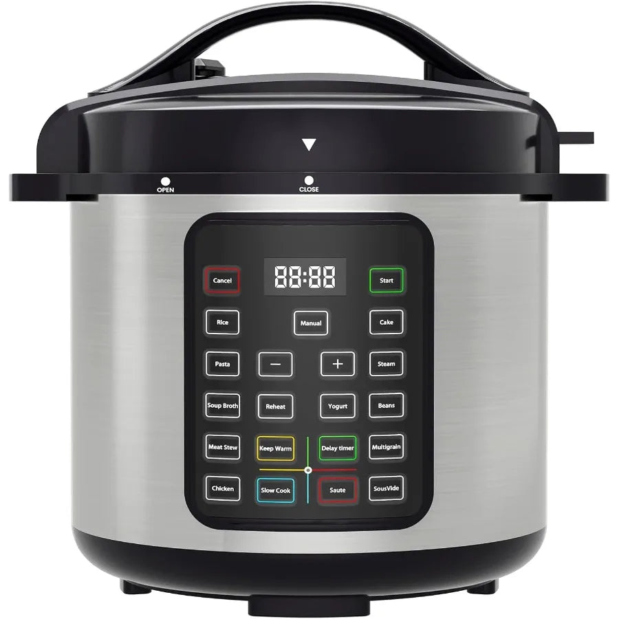 8 Quart Electric Pressure Cooker with Stainless Steel Construction for Versatile Kitchen Use: Ideal for Pressure Cooking Rice S