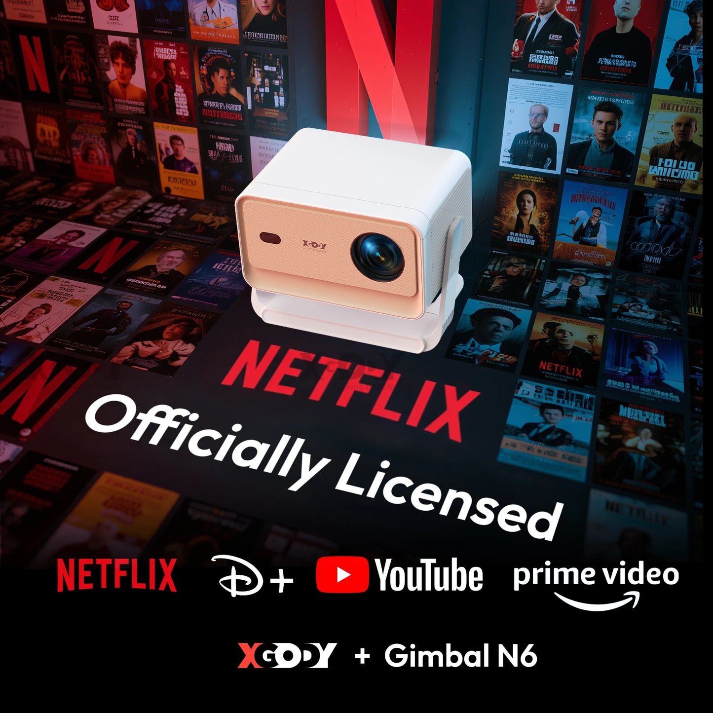XGODY Projector A6/N6 Pro 600ANSI Netflix Officially 4K Voice Control Smart Android TV Whale OS 32GB ROM Home Theater