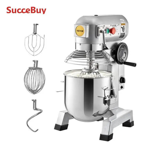 SucceBuy Commercial Electric Food Mixer Stand Mixer 10/15/20/30Qt Dough Mixer 3 Speeds 450/500/750/1100W Stainless Steel Mixer