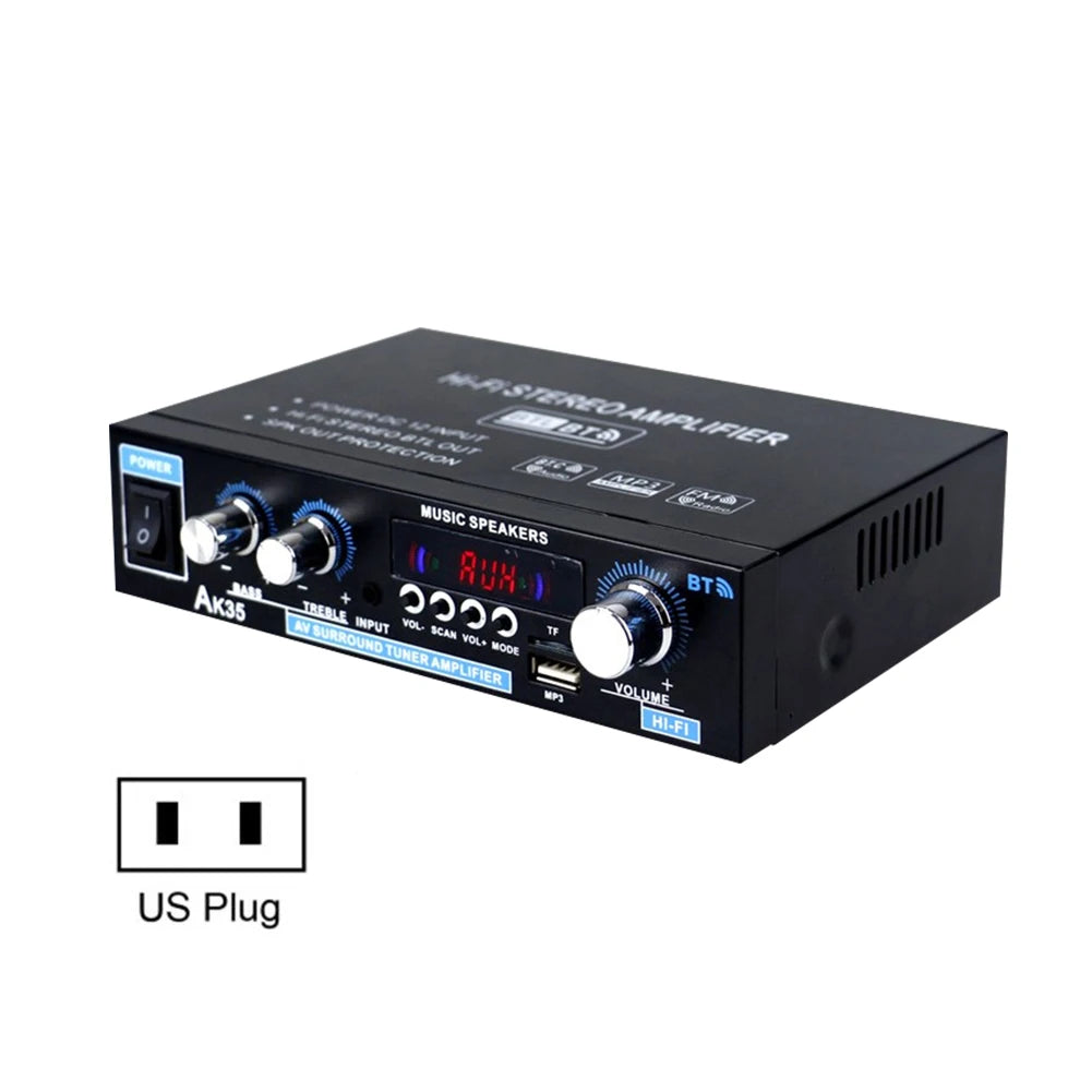 AK35 Bluetooth-compatible HiFi Stereo Audio Power Amplifier with USB TF RCA AUX In + Remote