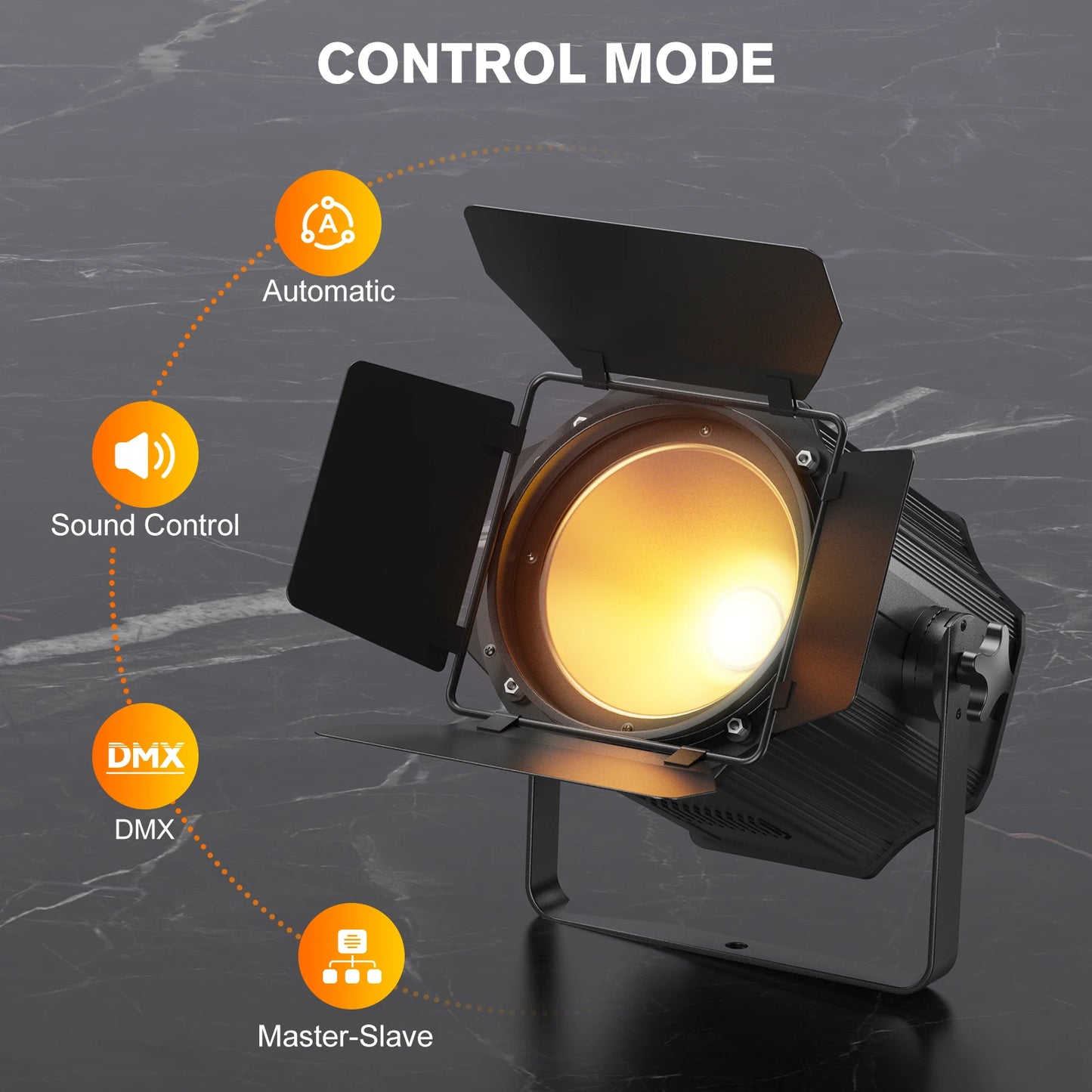 U'King 1/2Pcs 200W LED COB Par Lights With Barndoor Warm&Cold White Linear Spotlights DMX Stage Lights For Stage Party Concert