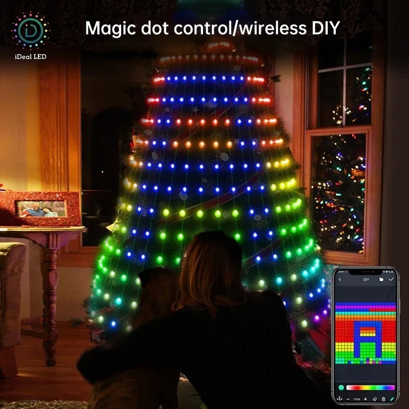 MIMIRGB Christmas Tree LED Lights,Smart RGB Christmas Light Strip, Bluetooth App-Controlled Decorative Lights Holiday Decoration