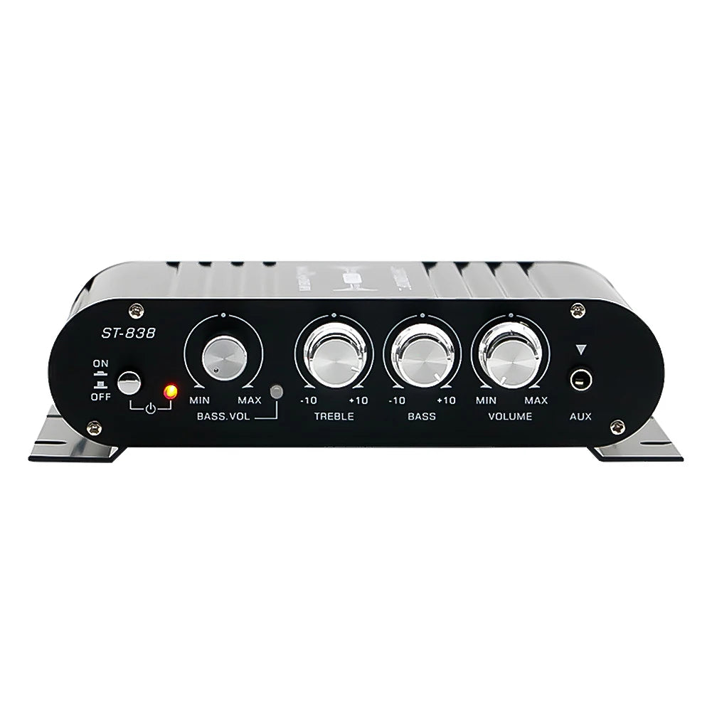 ST-838 HiFi 2.1 Channel Power Amplifier 80W*2 Stereo Bass Sound Amp Mini Media Player Subwoofer Amplifier Car Home Amp