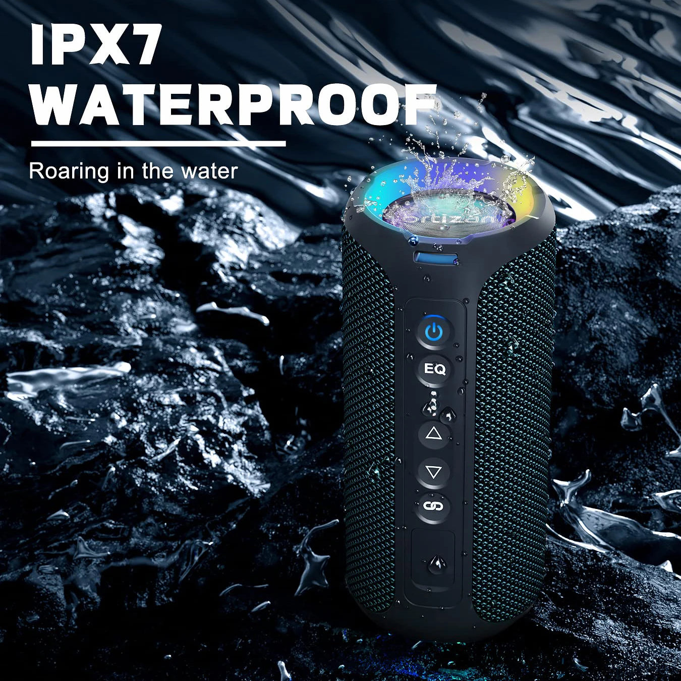 Ortizan 40W Loud Sound Speakers - IPX7 Waterproof, Portable Wireless Stereo Speaker, Dual Pairing, Deep Bass, LED Light
