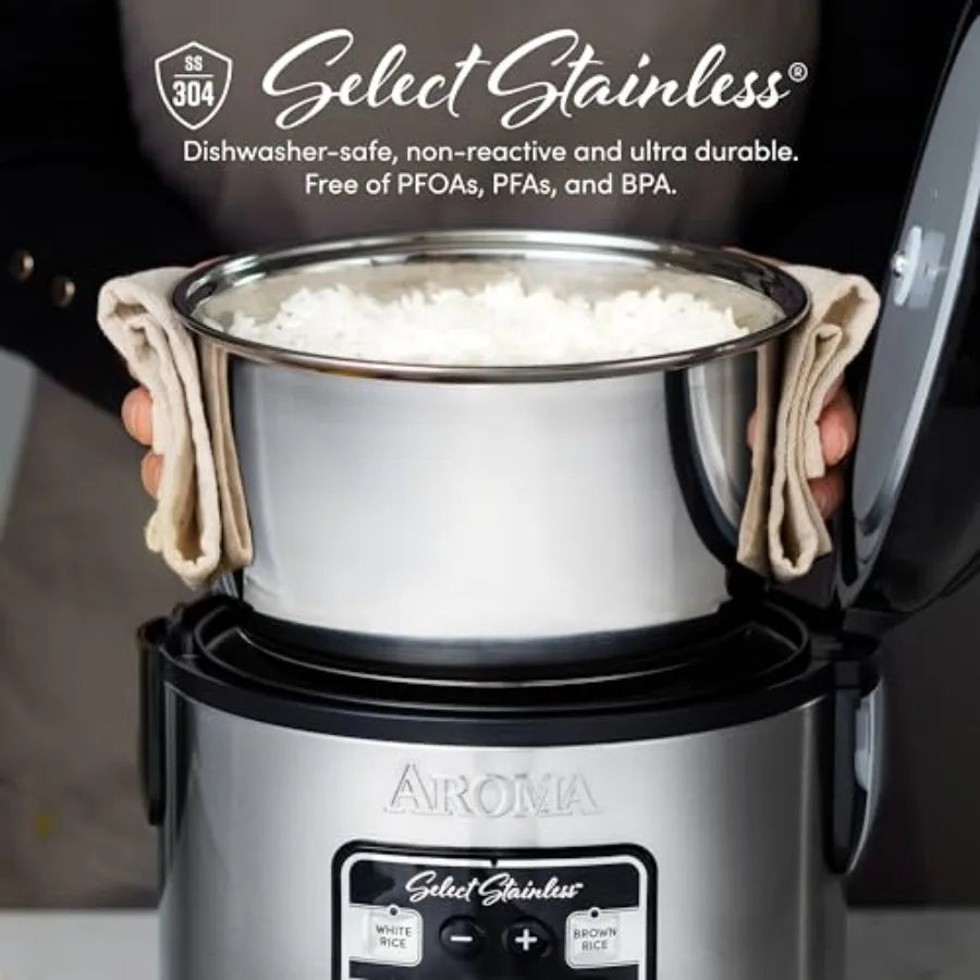 Housewares Select Stainless Digital Rice Grain Multicooker for 4 Cup Uncooked Ideal for Home Kitchens and Meal Prep Features Pr