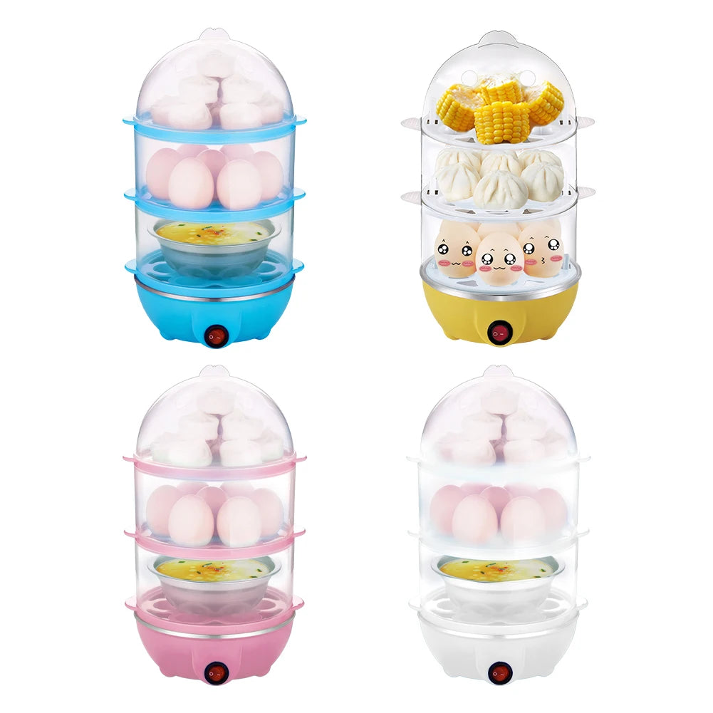 220V Automatic Corn Steamer Rapid Heating Mini Kitchen Poacher 3-Layer Portable Milk Steamer for Cooking Breakfast Machine