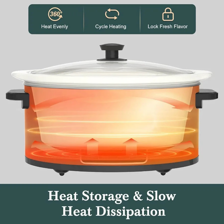 6Quart Programmable Slow Cooker with Timer for Family Dinners Ideal Small Kitchen Appliance Serves 6+ People Features Adjustabl