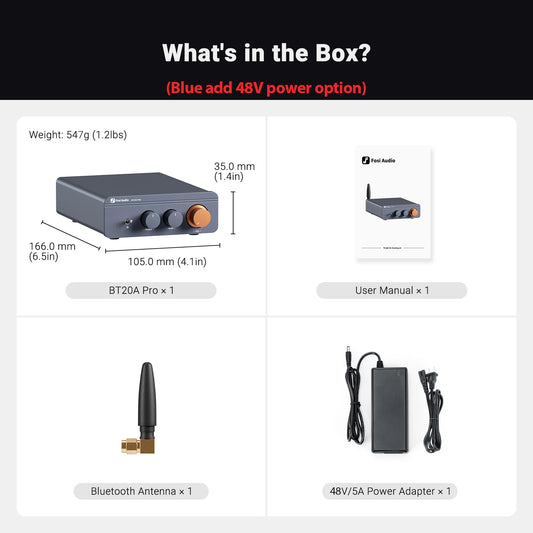 Fosi Audio  TPA3255 Bluetooth Sound Power Amplifier 300W x2 Mini HiFi Stereo Class D Amp Bass Treble For Home Theater