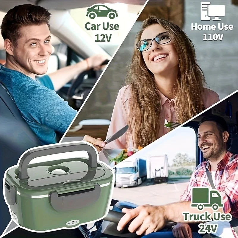 1.5 L 60W Electric Lunch Box Food Warmer Portable Food Heater for Car Or Home - Leak Proof, Lunch Heating Microwave for Truckers