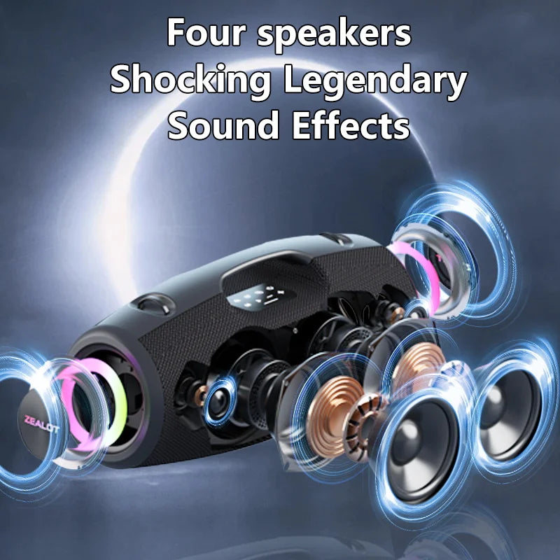 Zealot S78 100W Wireless Speakers, DSP Technology ,Dream Light, Outdoor Portable Subwoofer Speaker ,  Dual Pairing,24000mAh.
