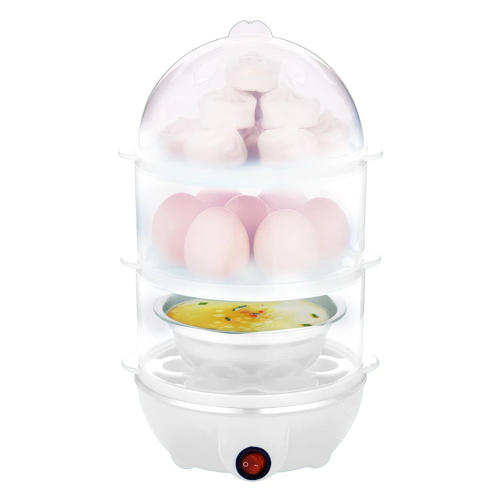 220V Automatic Corn Steamer Rapid Heating Mini Kitchen Poacher 3-Layer Portable Milk Steamer for Cooking Breakfast Machine
