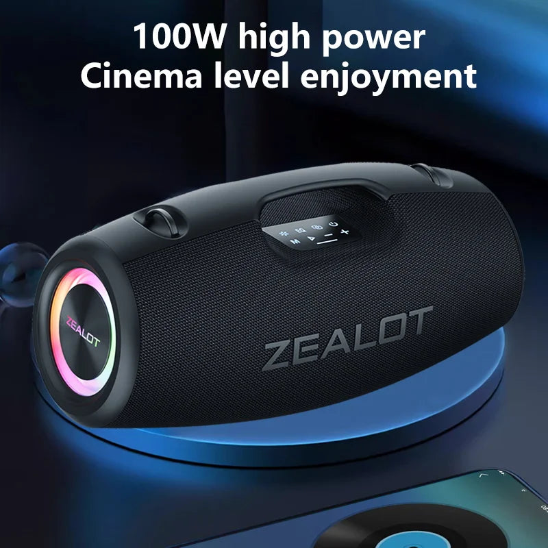 Zealot S78 100W Wireless Speakers, DSP Technology ,Dream Light, Outdoor Portable Subwoofer Speaker ,  Dual Pairing,24000mAh.