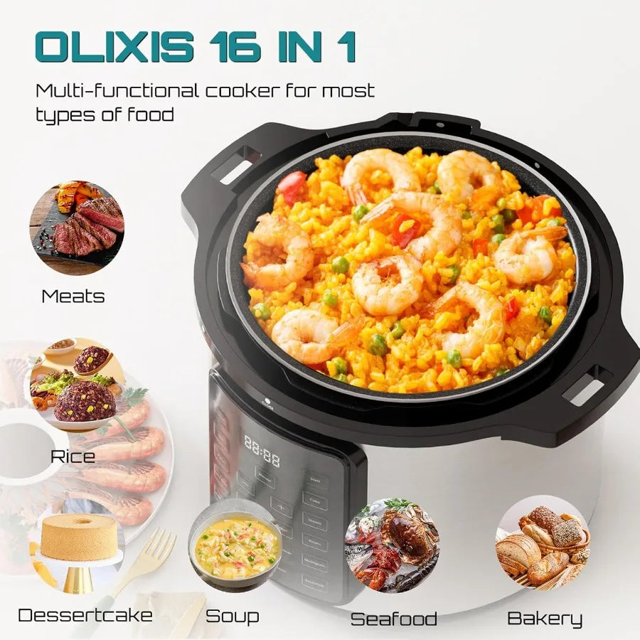 8 Quart Electric Pressure Cooker with Stainless Steel Construction for Versatile Kitchen Use: Ideal for Pressure Cooking Rice S