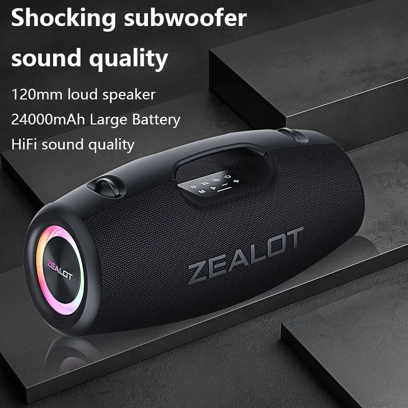 Zealot S78 100W Wireless Speakers, DSP Technology ,Dream Light, Outdoor Portable Subwoofer Speaker ,  Dual Pairing,24000mAh.