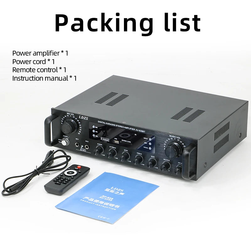 900W bluetooth Audio Power Amplifier HiFi Amp Speaker 12V/220V AV Amp Speaker Remote Control For Car Home Square Dancing 5.1 Cha