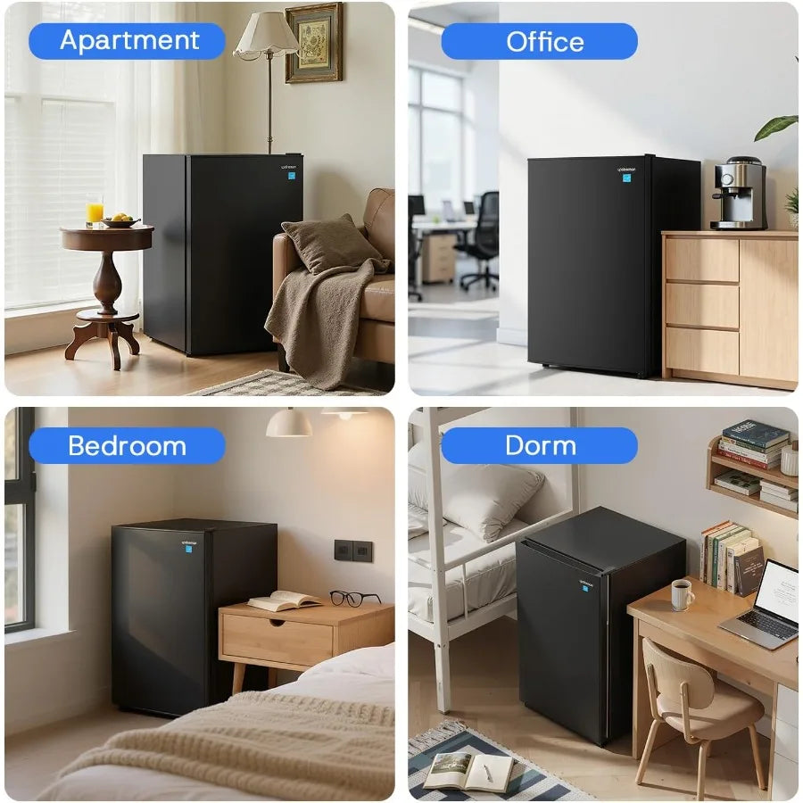 4.5 Cu.Ft Mini Fridge with Freezer Single Door Mini Refrigerator for Bedroom Dorm Office Features Adjustable Thermostat Low Noi